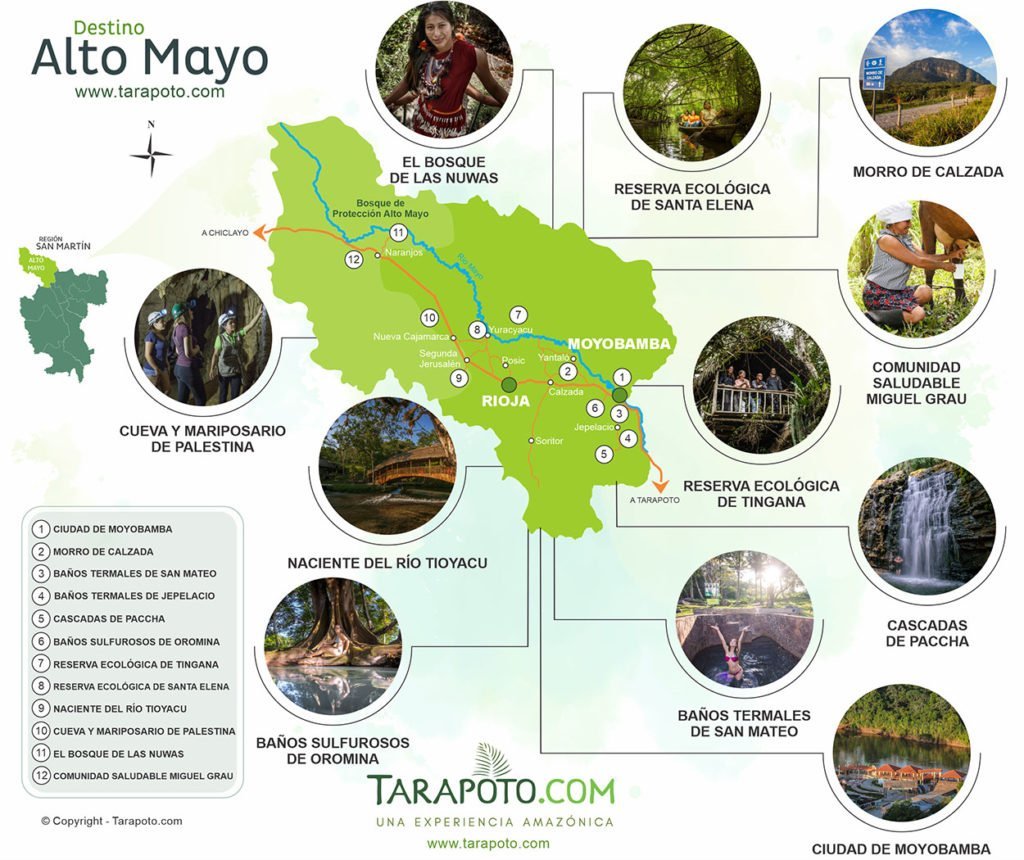 Mapa turístico del Alto Mayo (San Martín, Perú)