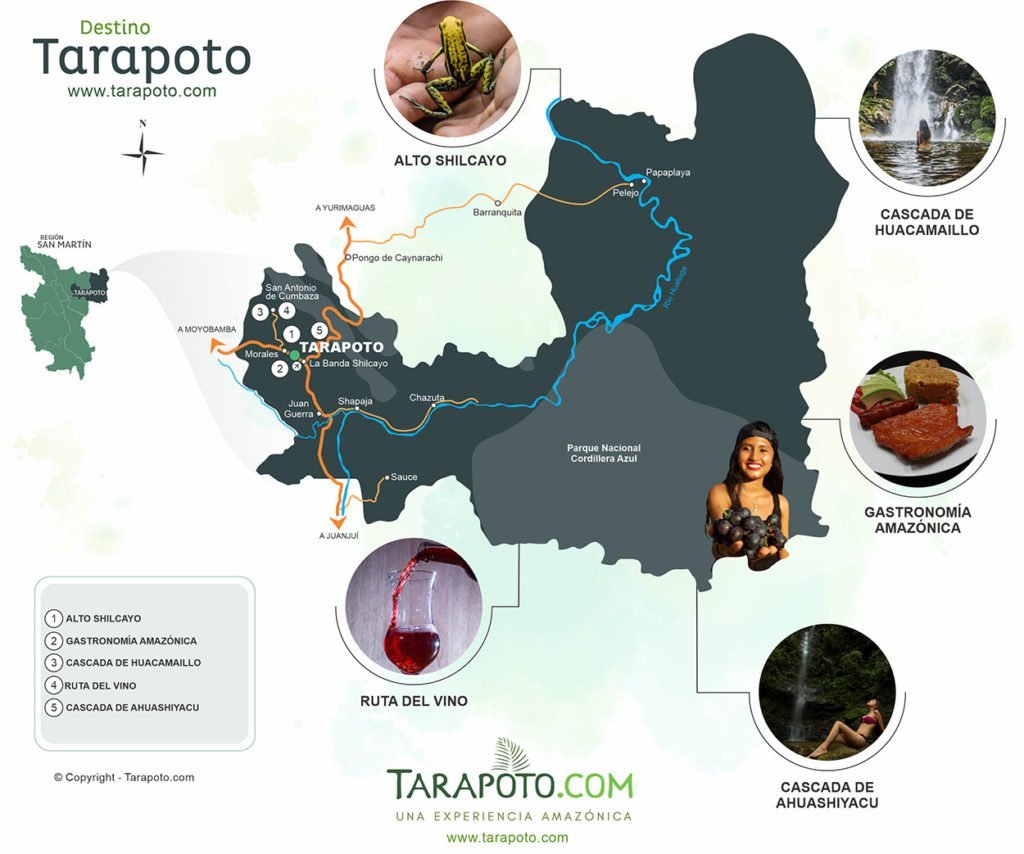 Mapa turístico del destino Tarapoto